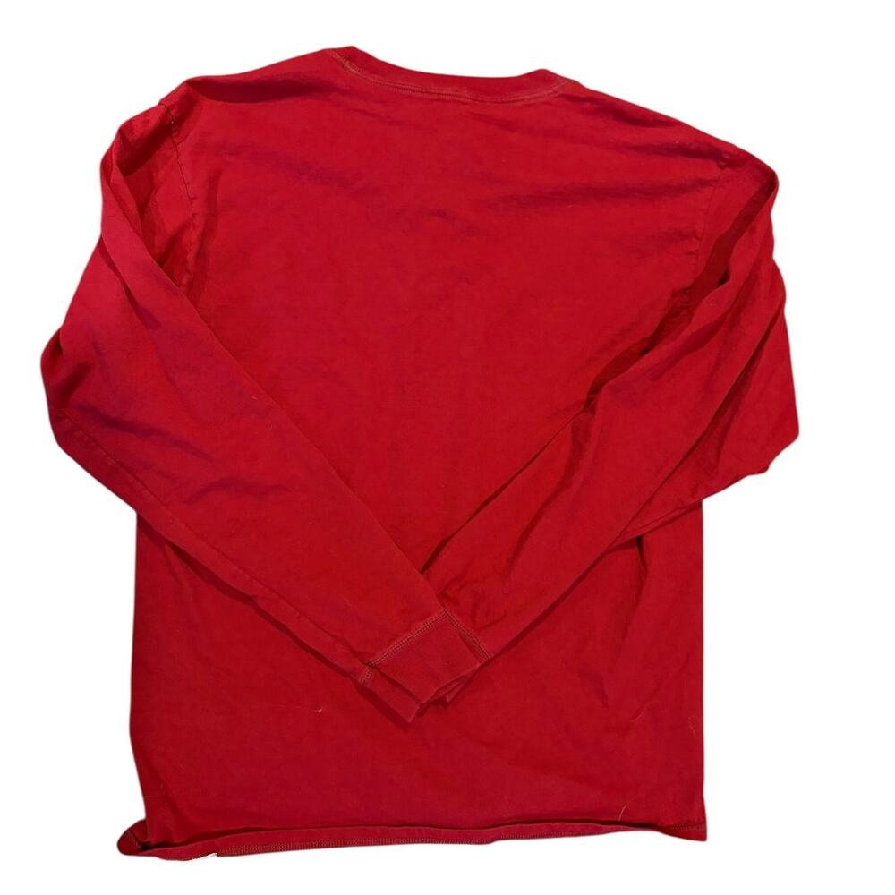 HANES Beefy-T Men's Long Sleeve Henley Size LARGE Burnt Brick Red Heritage Cabin - Picture 8 of 8